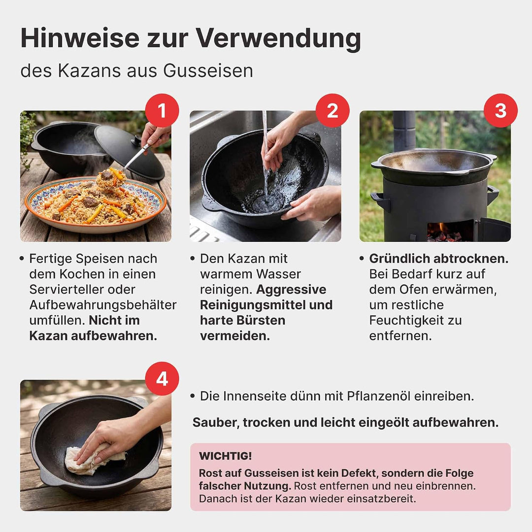 Super Set: Utschag Feuerstelle Ø36cm Stahl 2mm Kazan 10L Outdoor Feuerofen | Rauchrohr Luftklappe As
