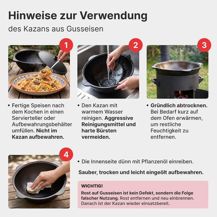 Super Set: Utschag Feuerstelle Ø36cm Stahl 2mm Kazan 10L Outdoor Feuerofen | Rauchrohr Luftklappe As