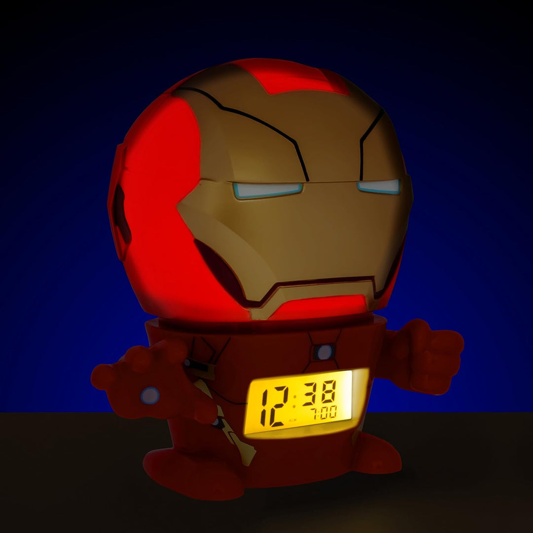 BulbBotz Marvel 2021432 Iron Man Kinder-Wecker mit Nachtlicht und typischem Geräusch , rot/gold, Kun