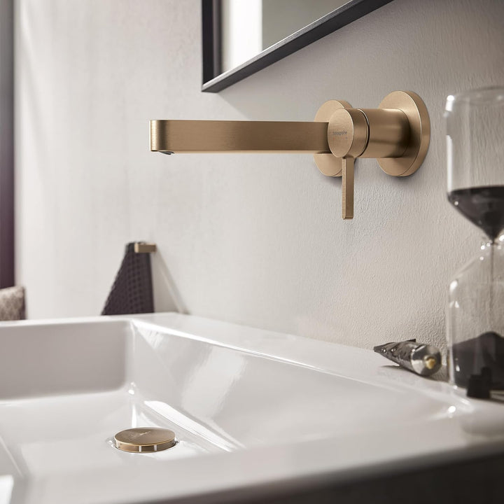 hansgrohe Finoris - Waschtischarmatur Unterputz für Wandmontage mit Ablauf, Wasserhahn Bad mit Ausla