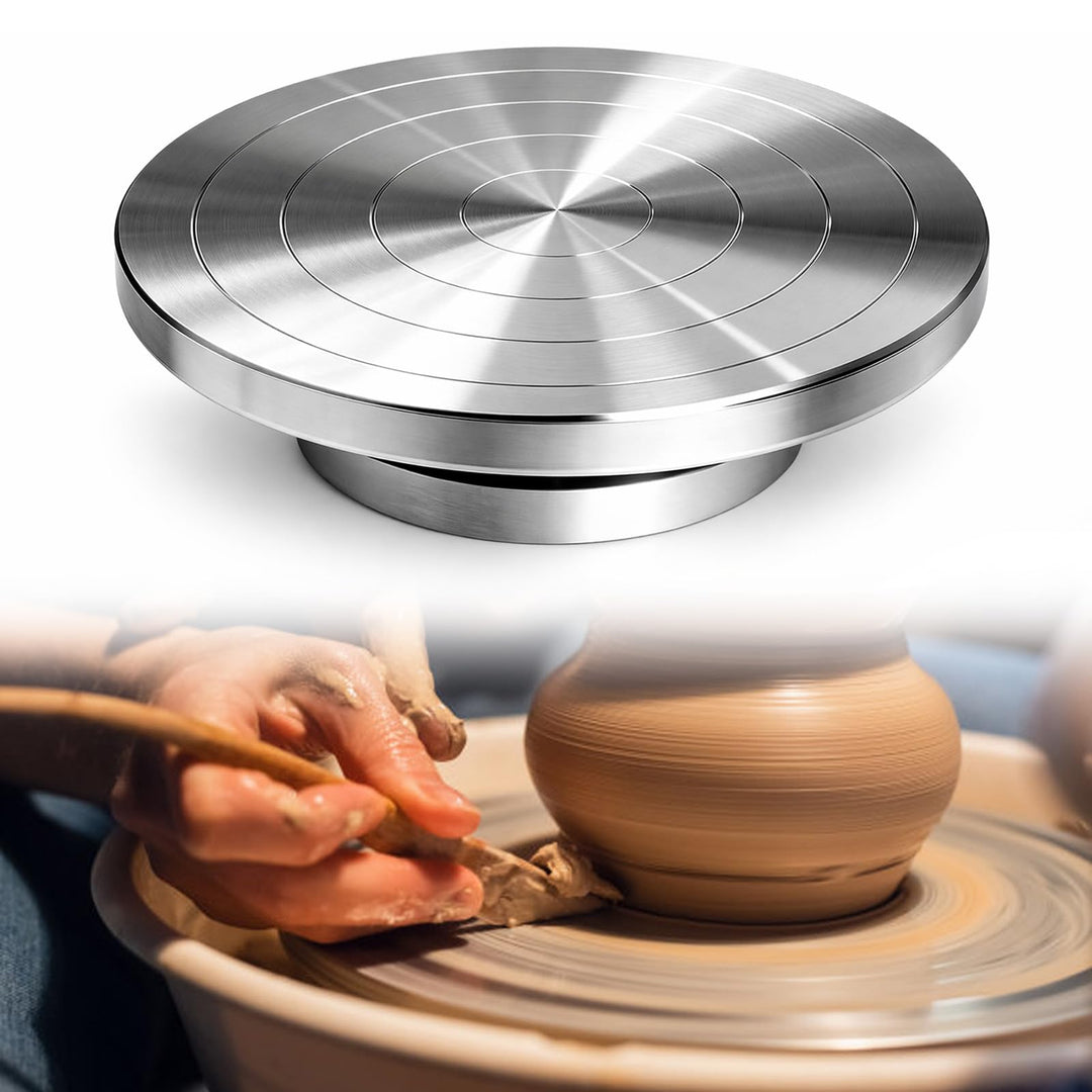 Drehbare Töpferscheibe Aluminium Drehscheibe Craft Clay Drehteller, DIY Tonwerkzeuge Doppelseitige K