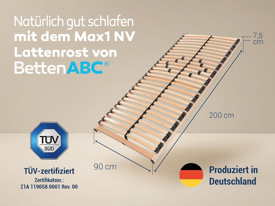 Betten-ABC Max 1 NV Lattenrost zur Selbstmontage, mit 28 Leisten und Mittelzonenverstellung, für all