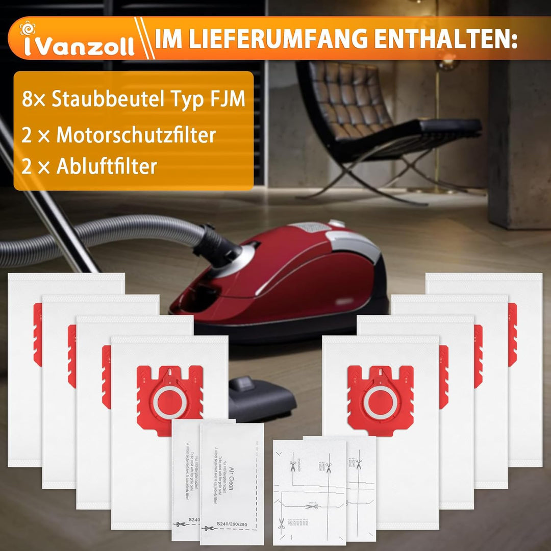 6 Stück Staubsaugerbeutel für Miele Hyclean Pure FJM Staubsauger Complete C1 Compact C1 C2 S24 S256i