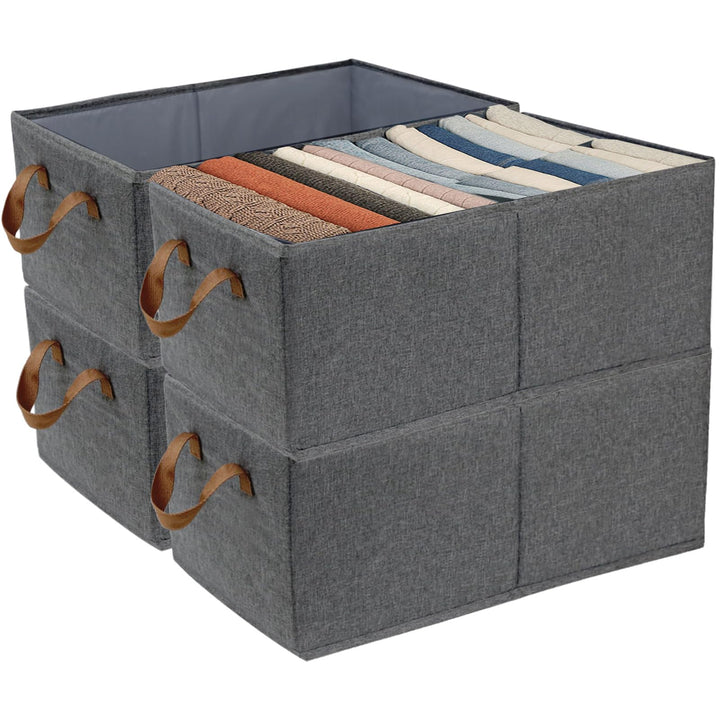 Aufbewahrungskörbe, zusammenklappbare Aufbewahrungsbox, 4 Stück, Stoff-Kleiderschrank-Organizer mit