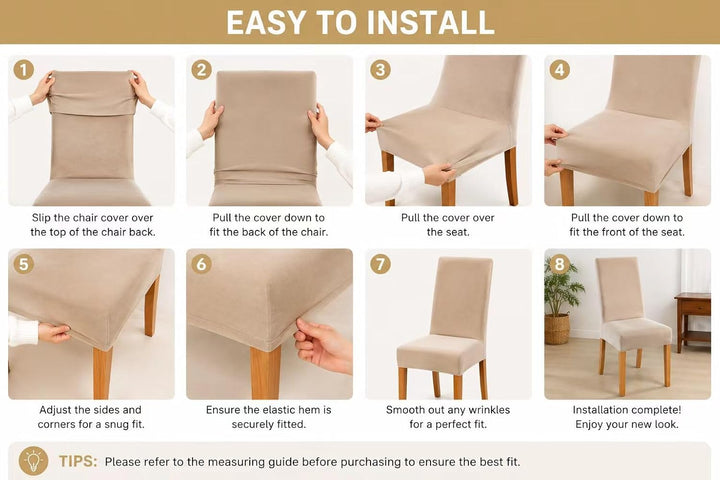 Morwealth 4er 6er Set Stuhlhussen, Stuhlbezug für Esszimmer Waschbar Samt Stretch Stuhl hussen Unive