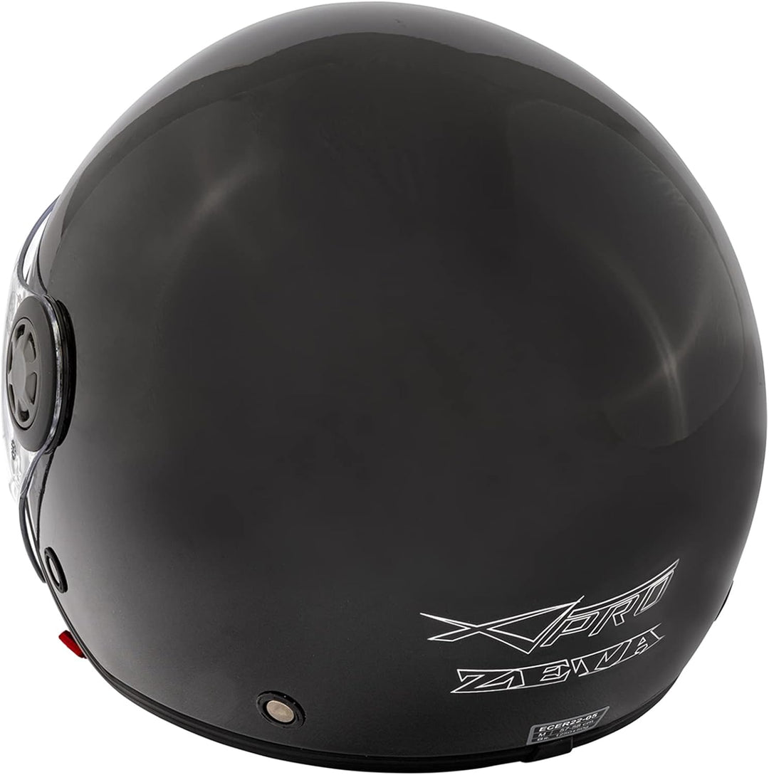 Jethelm Roller Motorrad Helm Zugelassen ECE2205 Lange Klares Visier Sonnenblende 53-54 cm ( XS) Schw