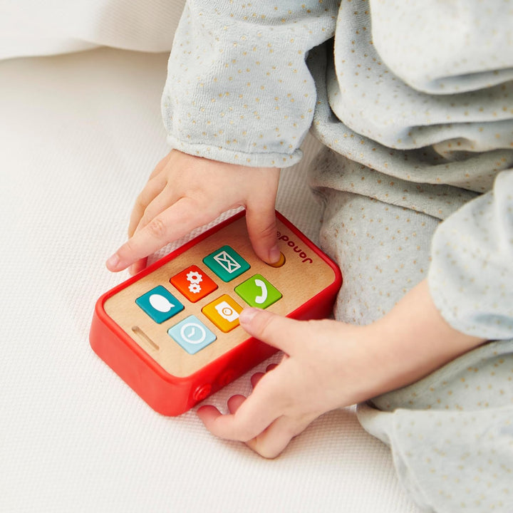 Janod - Wooden Sound Telephone for Children - Pretend Play Toy - For children from the Age of 18 Mon