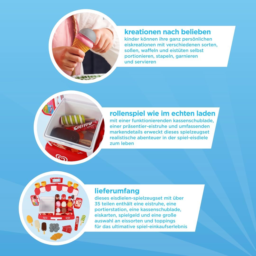 Authentisches Langnese Eisdielen-Spielset von Casdon | Spiel-Eisstand für Kinder ab 2 Jahren | Mit E