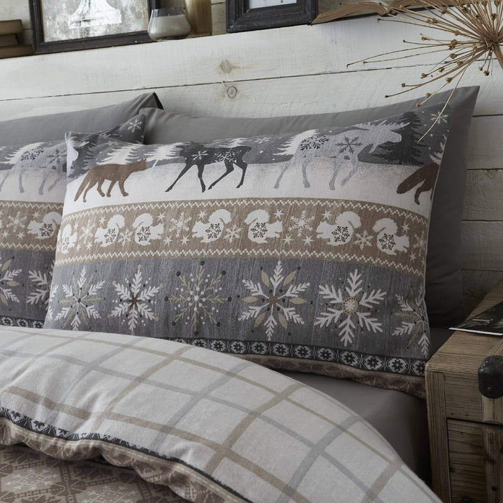 Happy Linen Company Bettwäsche-Set mit nordischem Motiv - warm &amp; wendbar - 100% angeraute Baumwolle