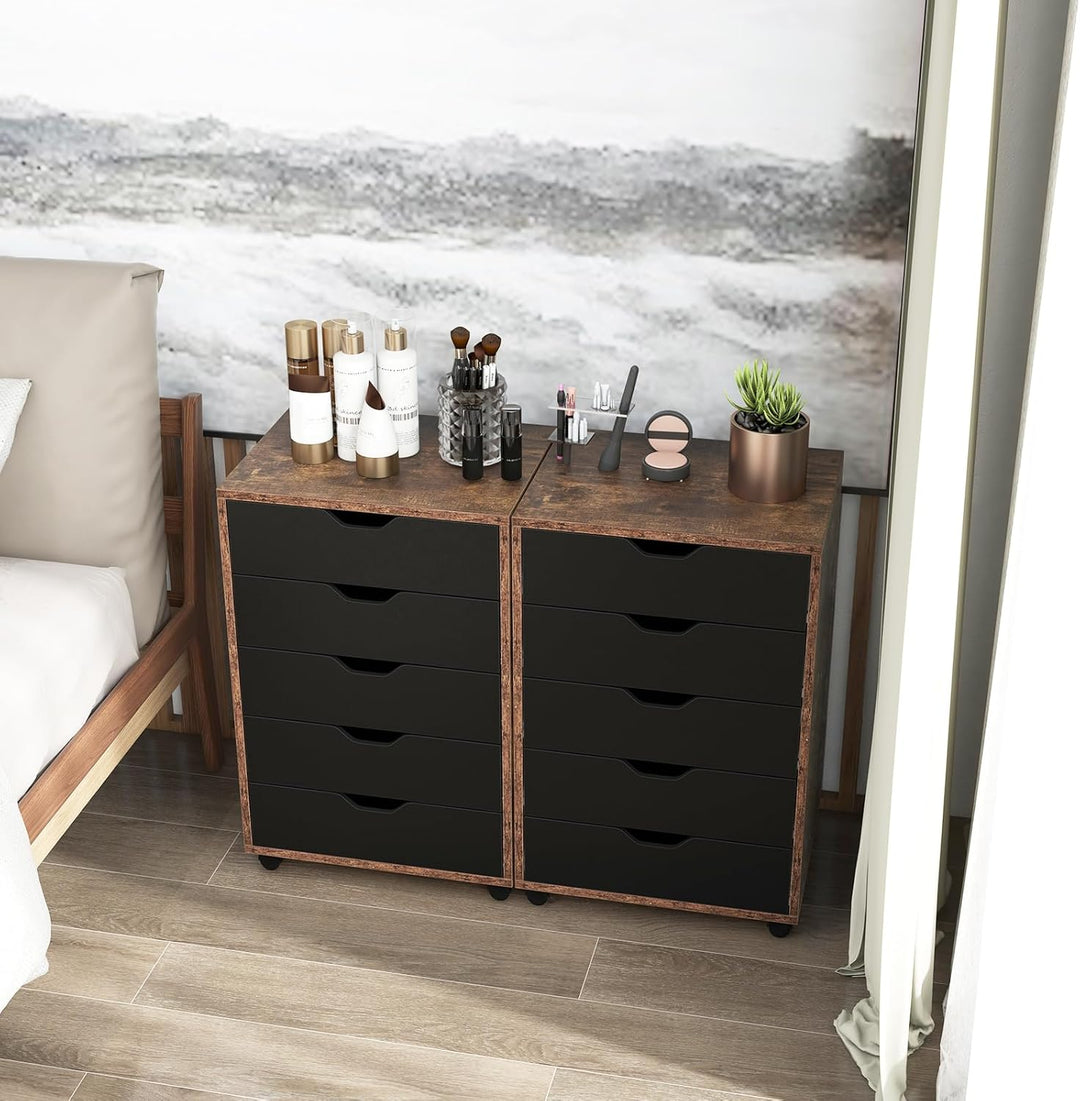 KOMFOTTEU Rollcontainer mit Schubladen, mobiler Aktenschrank Schubladenschrank mit Räder, Bürowagen