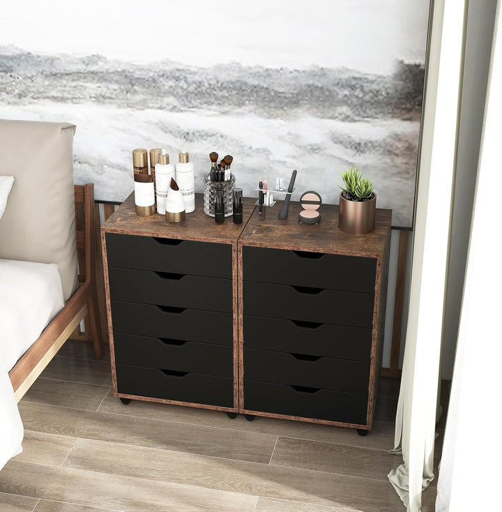 KOMFOTTEU Rollcontainer mit Schubladen, mobiler Aktenschrank Schubladenschrank mit Räder, Bürowagen