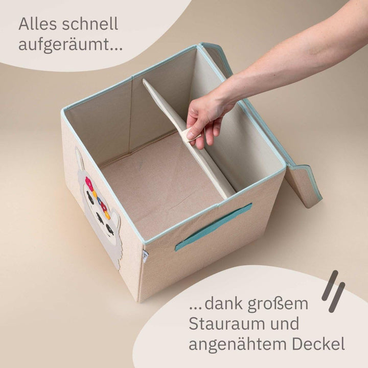 Aufbewahrungsbox mit Deckel und Lama I Spielzeugbox mit Tiermotiv passend für Würfelregale I Ordnung