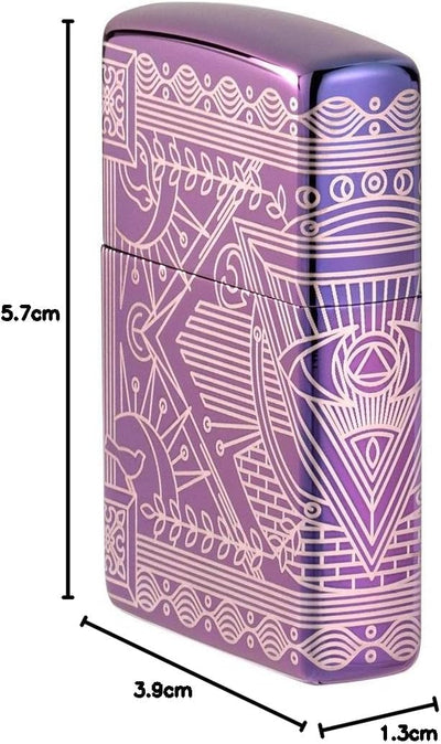 ZIPPO – Sturmfeuerzeug, Hyper Pastiche, 360° Laser Engraved, High Polish Purple, nachfüllbar, in hoc