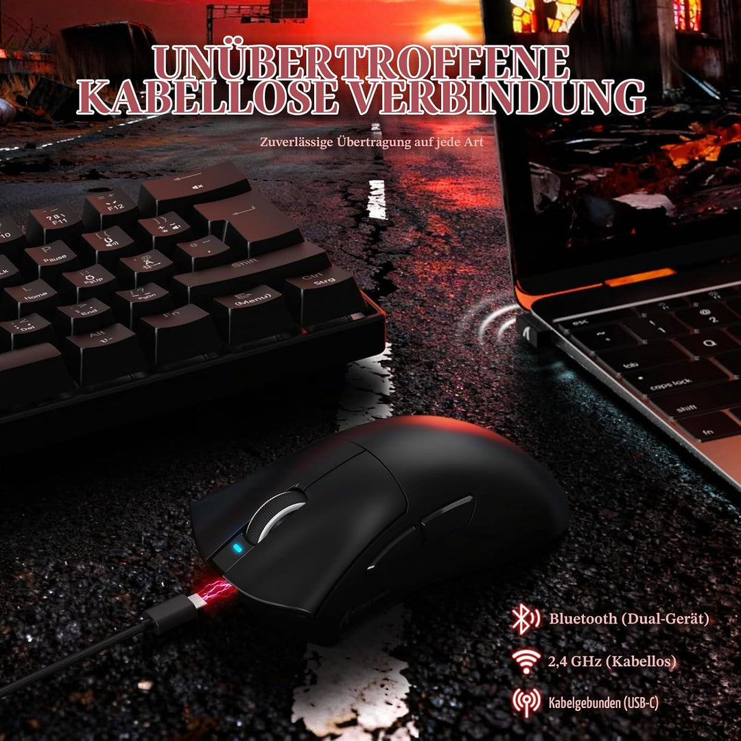 MAMBASNAKE x Attack Shark V3PRO Kabellose Gaming-Maus mit Magnetischer Ladestation, PAW3311-Sensor,