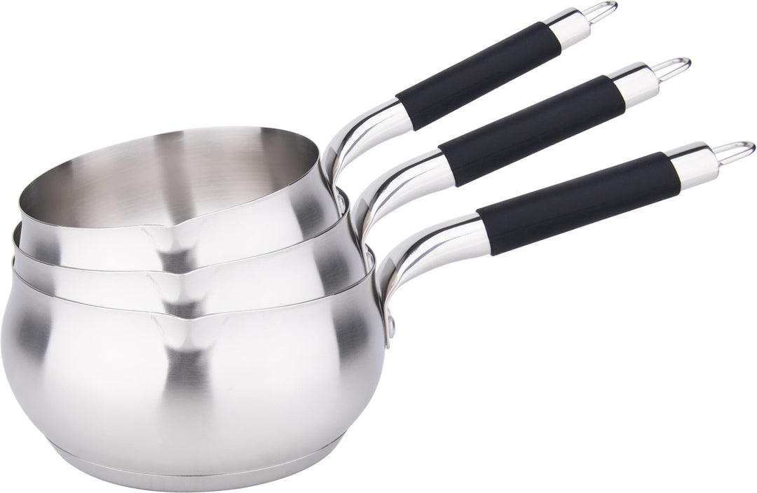 Kamberg - Set mit 3 Töpfen, 16/18/20 cm – hochwertiger Edelstahl – Apfelform – Ausgiesser – für alle
