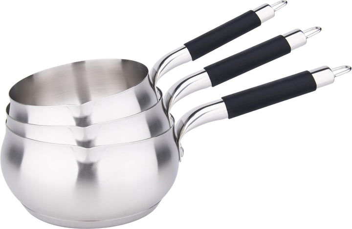 Kamberg - Set mit 3 Töpfen, 16/18/20 cm – hochwertiger Edelstahl – Apfelform – Ausgiesser – für alle