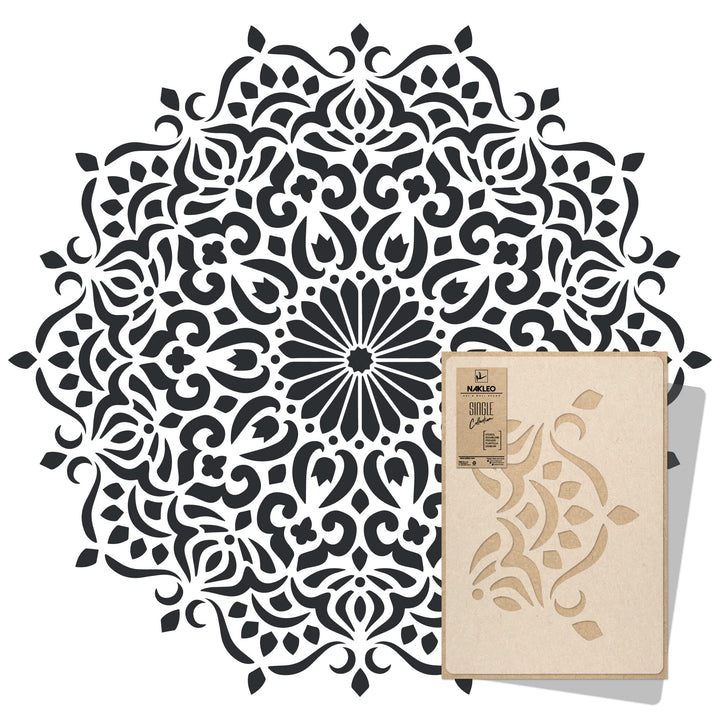 Wiederverwendbare Wandschablone aus Kunststoff // GEOMETRISCH - MANDALA #3 - BLUME // Muster Schablo