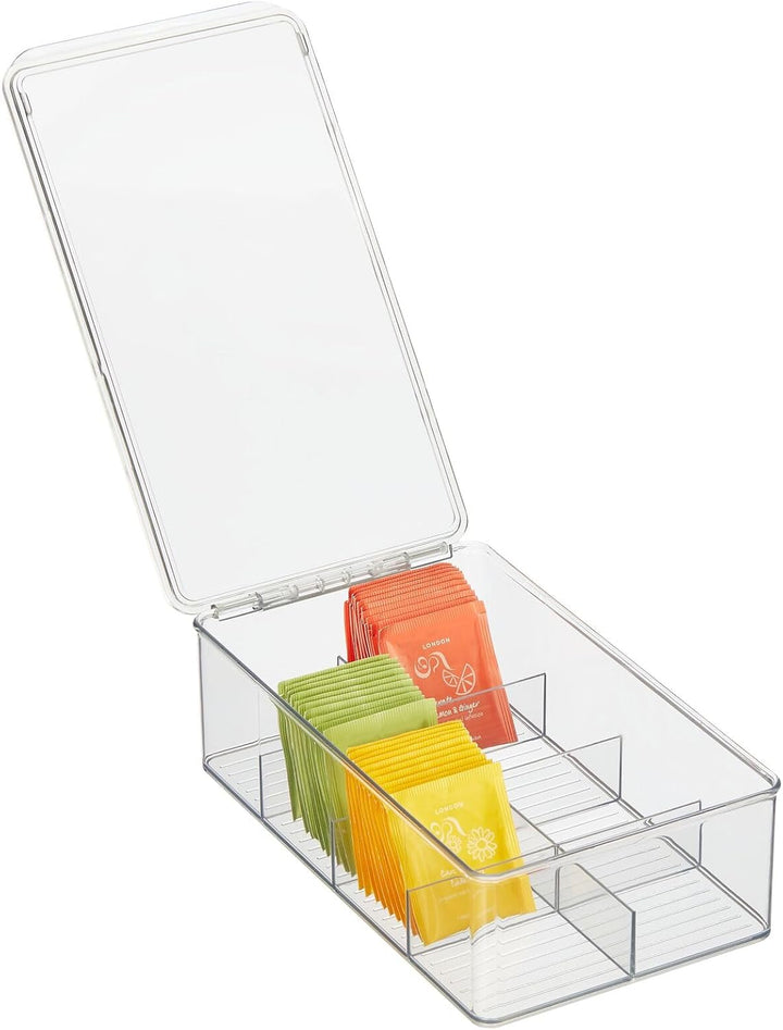 mDesign Küchen Organizer – praktische Teebox mit Deckel für Küche und Speisekammer – Aufbewahrungsbo