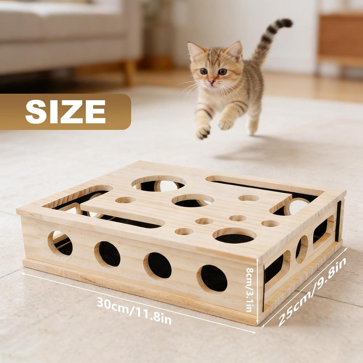 Anreicherungsbox Kratzpuzzles Katzen, Holz Katzenpuzzle Anreicherungsbox mit Kratzer Interaktive Kat