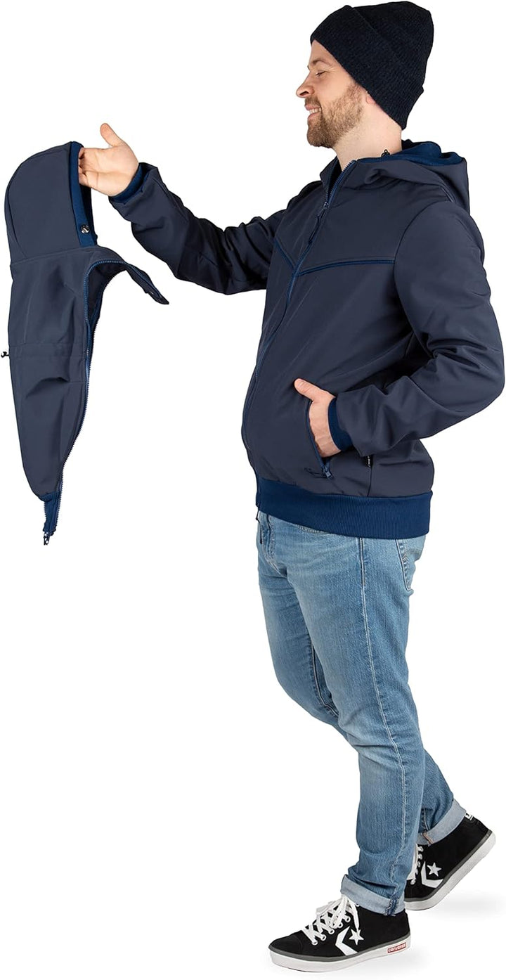 Viva la Mama - Männerjacke zum Babytragen aus Softshell - Explorer L Marineblau - mit Rückentragemög