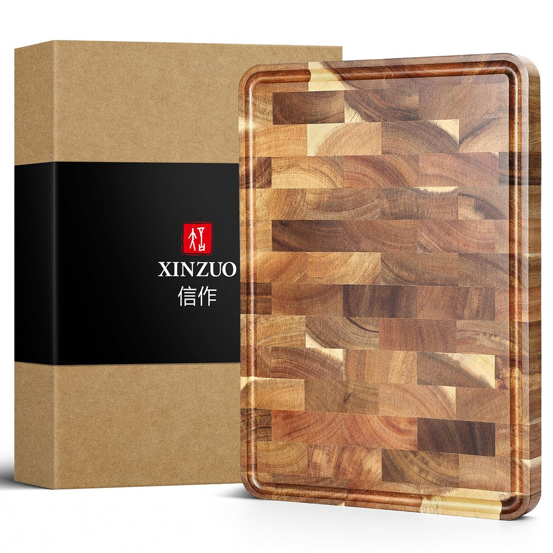 XINZUO Hirnholz-Schneidebrett Akazienholz (35x25x2.6cm), Holzbrett Küche Hackbretter Aufschnittbrett