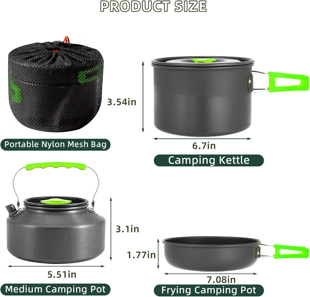 aiGear Camping Kochgeschirr Set/Outdoor Geschirr Set | Camping Topf Kochtopf Tragbar Aluminium | mit