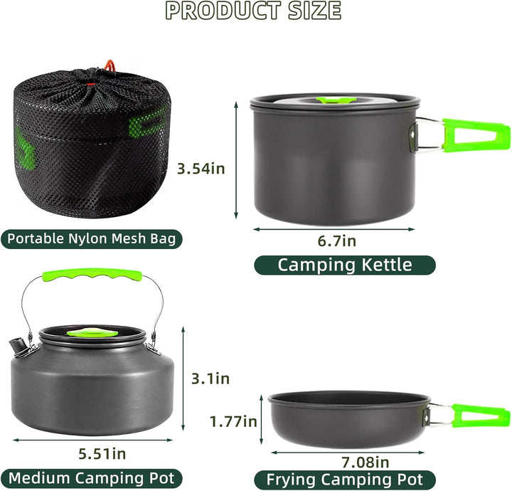aiGear Camping Kochgeschirr Set/Outdoor Geschirr Set | Camping Topf Kochtopf Tragbar Aluminium | mit