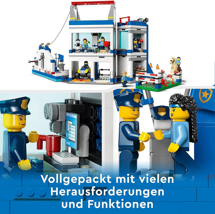 LEGO 60372 City Polizeischule Spielset mit Hindernisstrecke, Pferd-Figur, Spielzeug-Auto und 6 Minif