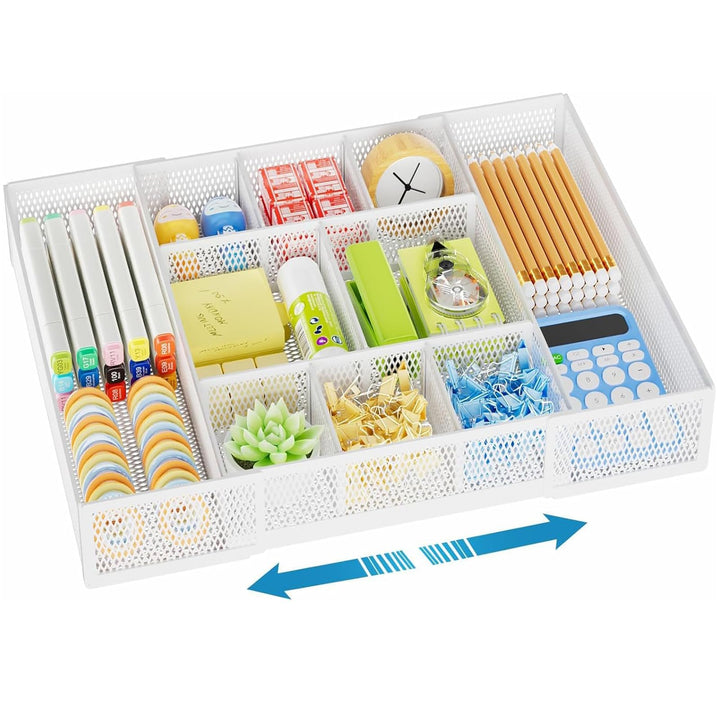 Marbrasse Schreibtisch Organizer mit Schubladen,Netz Schubladenbox mit 10 Verstellbaren Fächern und