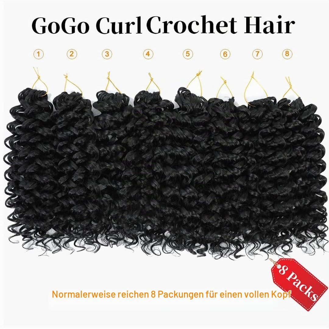 GoGo Curl Crochet Braids Hair 14 Inch 8 Packs Ocean Deep Wave Crochet Hair Extensions Synthetic Curl