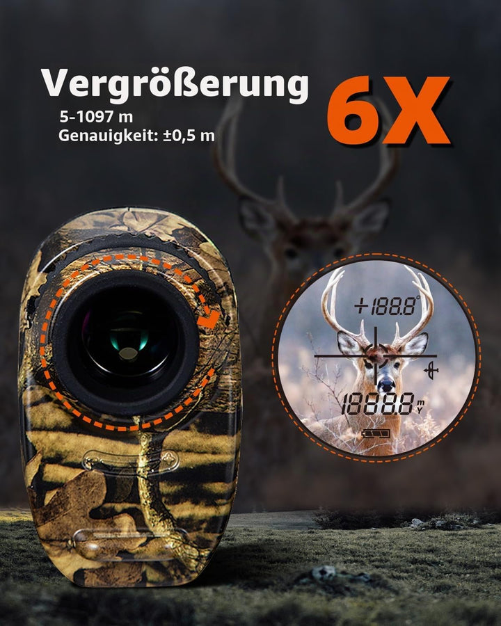AOFAR HX-1200T Entfernungsmesser Jagd 5-1200 Meter, Winkel und horizontalem Abstand, Wasserdichter T