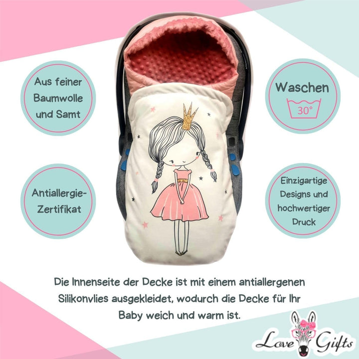 Love Gifts® Einschlagdecke Babyschale 80 * 85 cm, Baby Erstausstattung für Autositz, Kuscheldecke fü