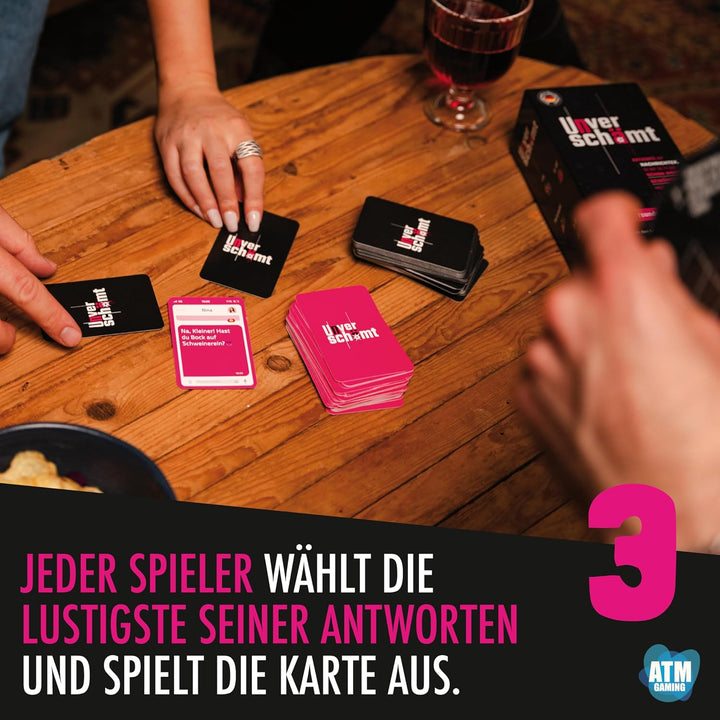 UNVERSCHÄMT Gesellschaftsspiele für Erwachsene - Freundschaft Plus - Designed in Deutschland - Karte