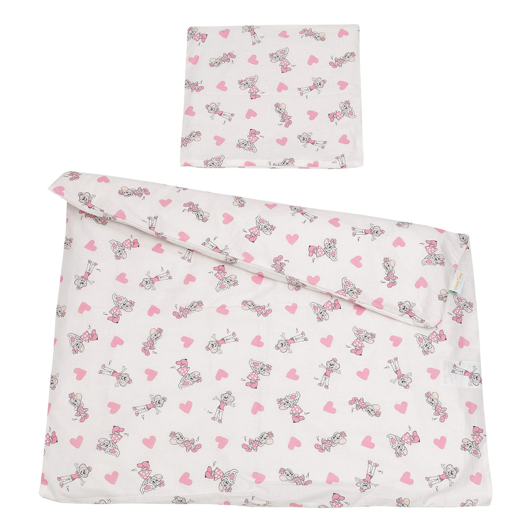 Babybettwäsche-Set EDDA | 100% Baumwolle | schadstoffgeprüft (80x80 cm, Rosa Herzen)