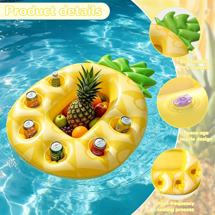 Ananas Poolbar, 2in1-Getränke und Snackhalter Poolbar 7 Löcher Grosse Kapazität Untersetzer, Aufblas
