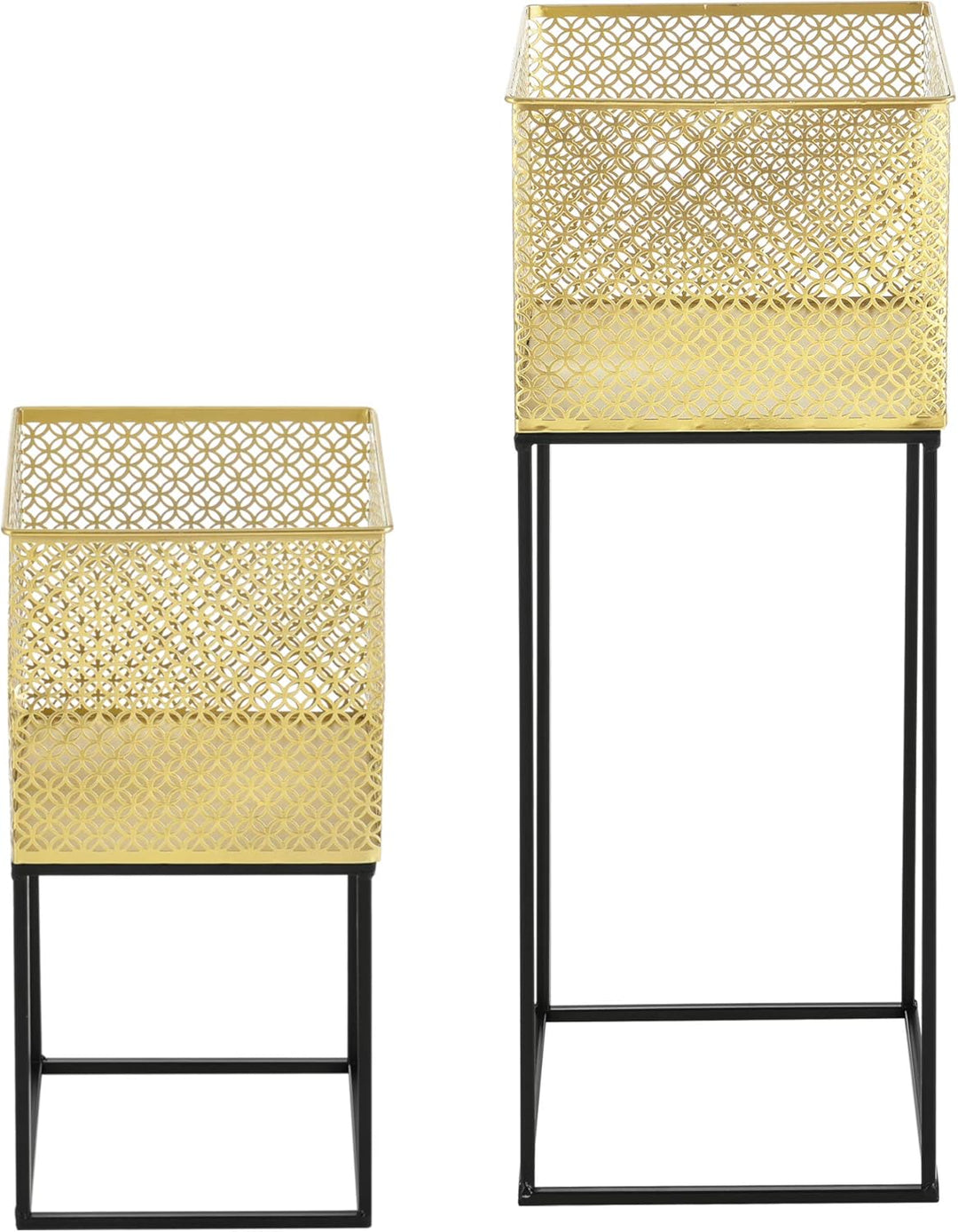 [en.casa] Pflanzständer Juprelle 2er Set Blumenständer-Set Pflanztopfhalter in 2 Grössen Metall Gold