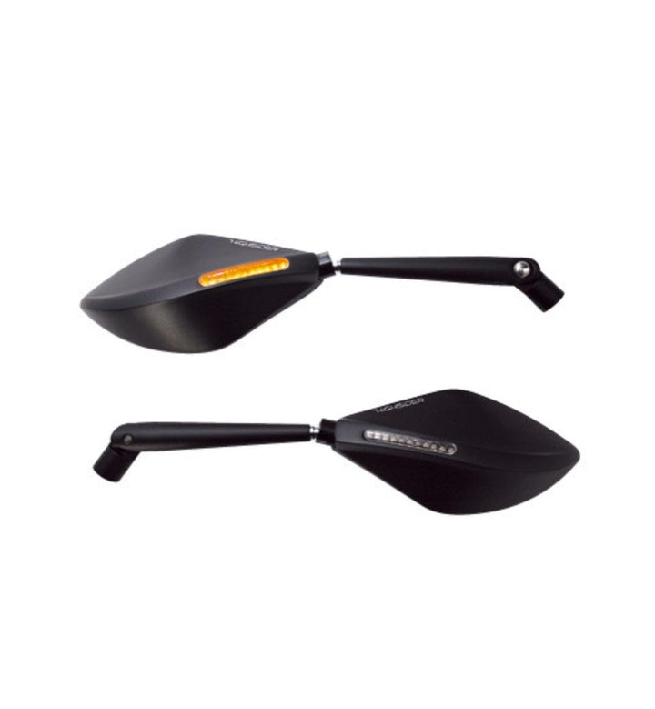 Highsider Verkleidungsspiegel TOREZZO mit LED Blinker schwarz eloxiert, Mittel