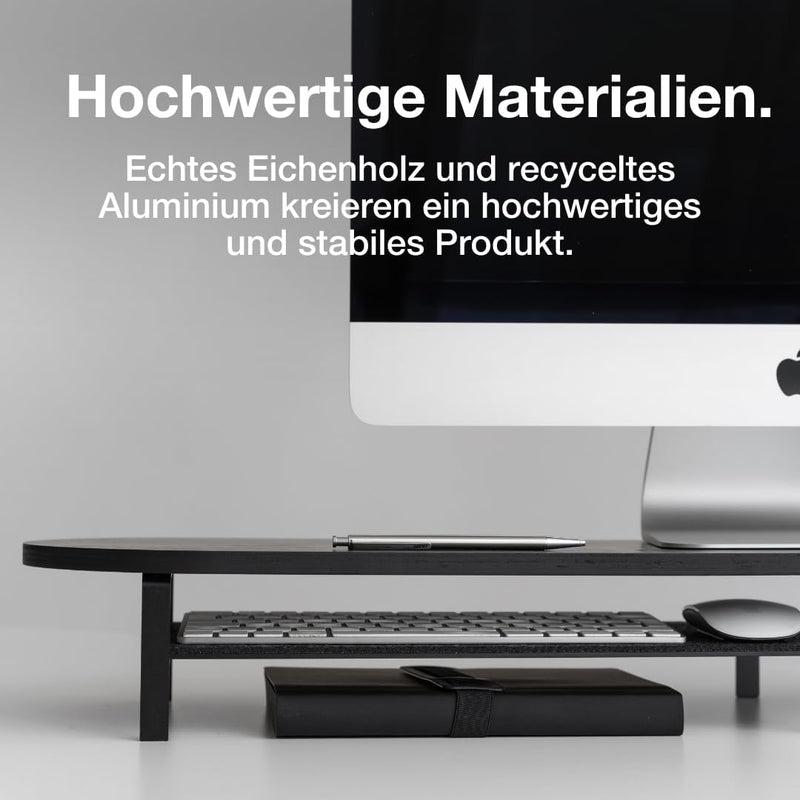 Woodcessories - Dual Monitorständer Holz, Monitor Erhöhung Schreibtisch, ergonomische Bildschirmerhö