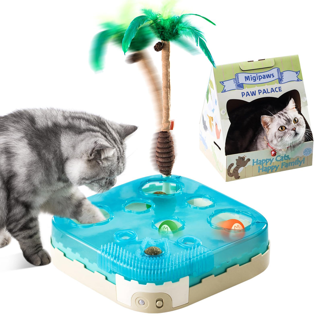 Migipaws Katzenspielzeug,7-in-1 elektrisches interaktives Katzenspielzeug, rollender Ball,Flexible A