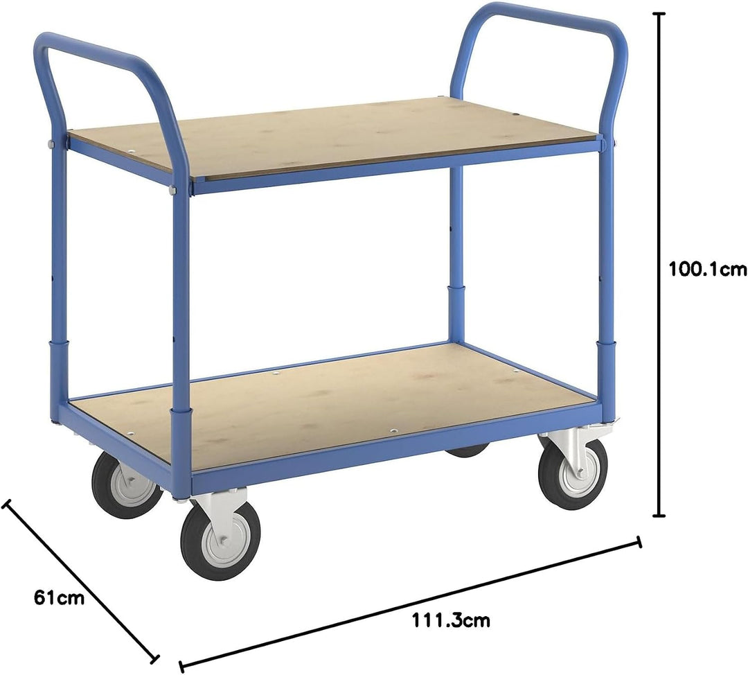 eurokraft | Tischwagen Flex | Tragfähigkeit 200 kg | 2 Etagen