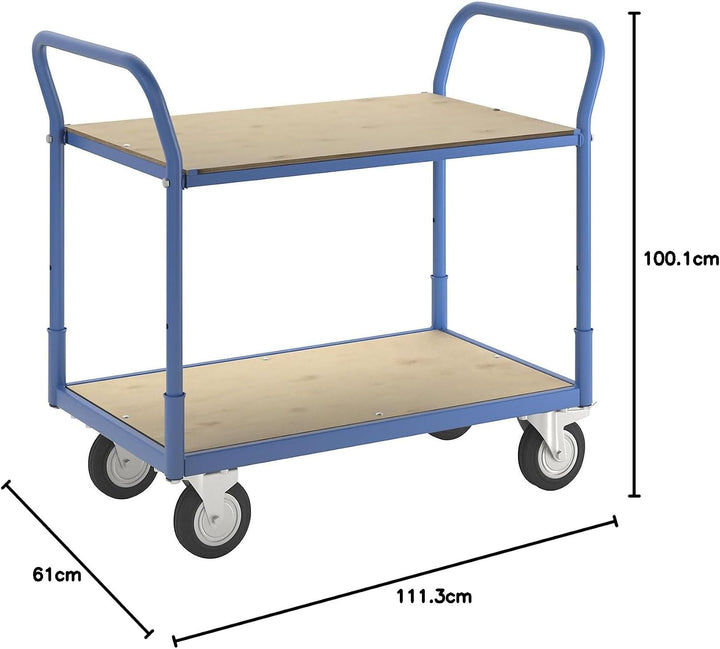 eurokraft | Tischwagen Flex | Tragfähigkeit 200 kg | 2 Etagen
