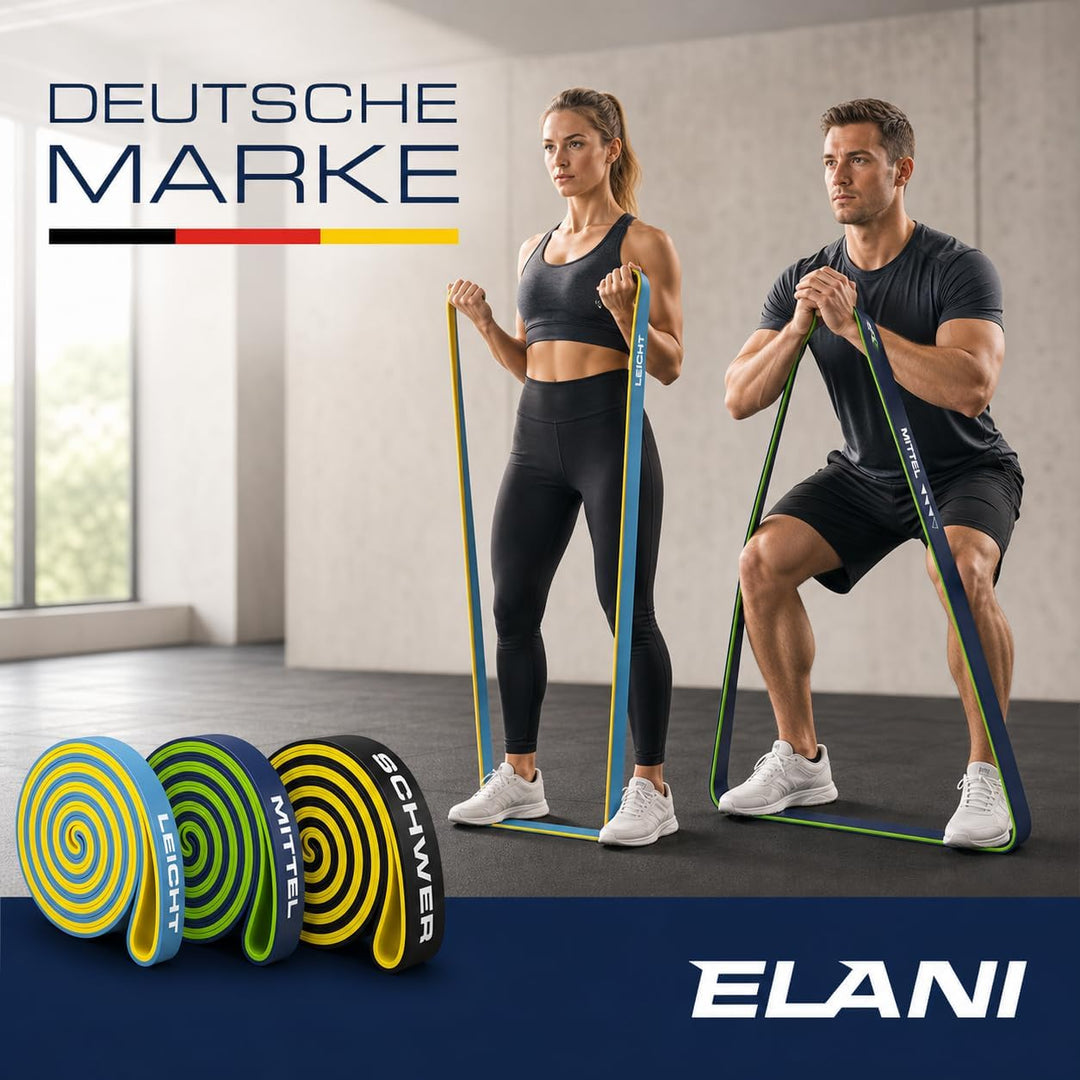 ELANI Resistance Bands - zweifarbig mit Widerstandslinien + Workoutplan &amp; Eco-Verpackung - Widerstan