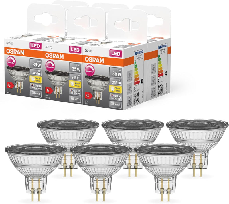 OSRAM Superstar Reflektorlampe für GU5.3-Sockel, klares Glas ,Warmweiss (2700K), 345 Lumen, Ersatz f