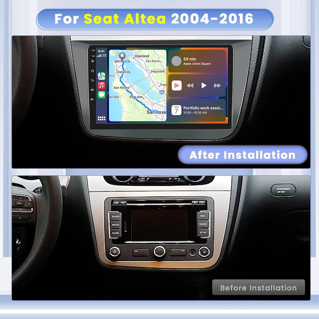 Hikity 8 core 4+64GB Android 15 Autoradio für Seat Altea 2004-2016 Radio Wireless CarPlay Android Au