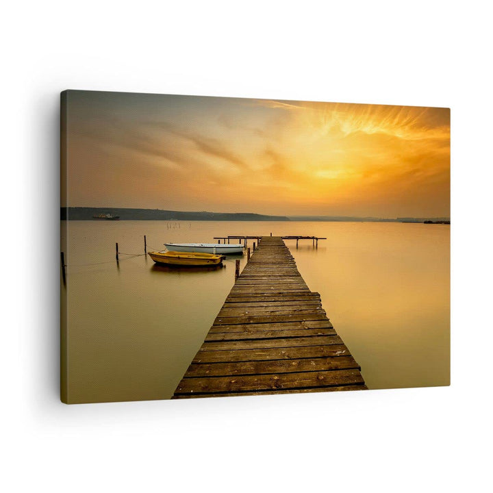 ARTTOR Bilder auf Leinwand See Brücke Leinwandbild mit Rahmen 70x50cm Wandbilder Dekoration Wohnzimm