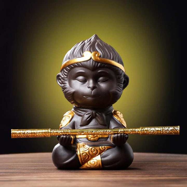Chinesisches lila Ton Kung Fu Tee Haustier Set Monkey King TeaPet für Zuhause Teetablett Dekoration,