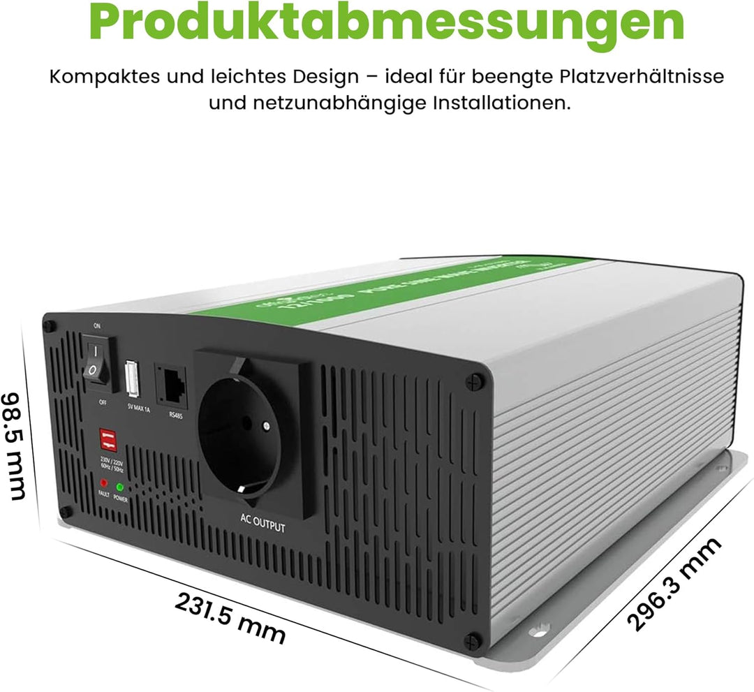 Offgridtec® PSI Sinus Spannungswandler RS485 1000W 1600W 12V 230V, 1000W
