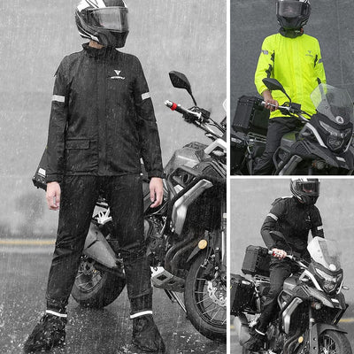 Lixada Herren Motorrad Regenanzug Outdoor Reflektierende wasserdichte Regenjacke und Hose Regenbekle