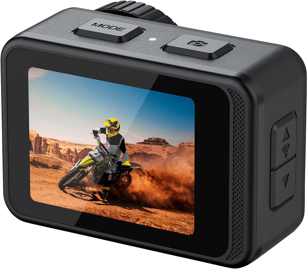 Somikon Unterwasserkamera: Mini-Actioncam mit 5K-Auflösung, wasserdicht bis 21 m, 2 Displays, EIS (M