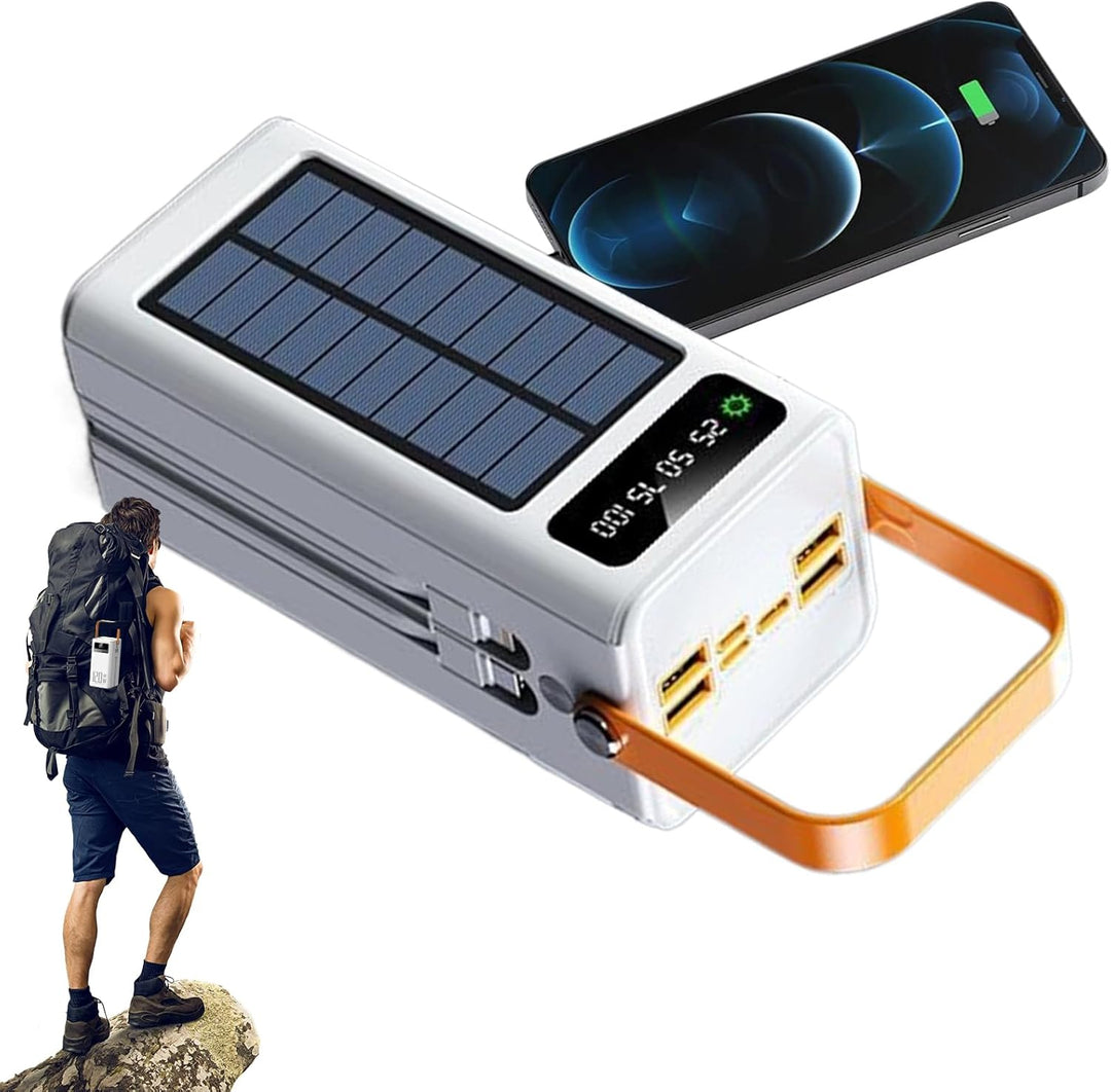 Solarladegerät Für Smartphones | 120W Externes Powerbank | 50000mAh Überlebensausrüstung Mit Licht 4